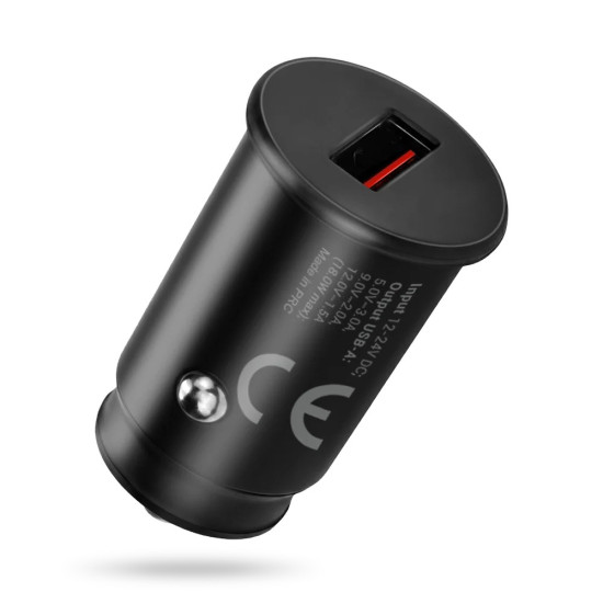 Ładowarka samochodowa CC-15QC QC3.0 18W 1XUSB + kabel USB-C 1m