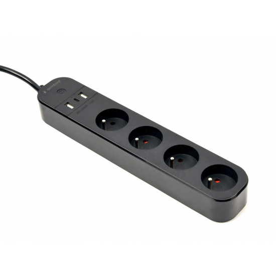 Inteligentna listwa zasilająca Tuya 4xFR 2xUSB-A 1xUSB-C Czarna 