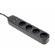 Inteligentna listwa zasilająca Tuya 4xFR 2xUSB-A 1xUSB-C Czarna 
