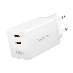 Ładowarka sieciowa 2x USB-C, 65W, biała 