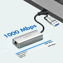 Adapter USB-C do Gigabit Ethernet + USB 