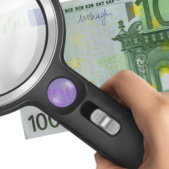 Szkło powiększające z oświetleniem, 5x/13x/20x 