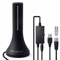 Wewnętrzna antena DVB-T/T2 | wzmacniacz sygnału | 4K | wysoki zysk 32dBi | kabel 4m