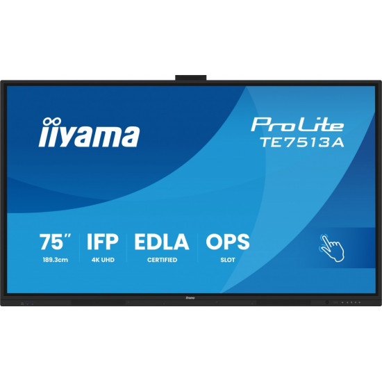 Monitor interaktywny 75 cali TE7513A-B2AG INFRARED,40pkt,IPS,4K,7H,500cd/m2, WiFi,USB, ANDROID 14, Google EDLA,2x20W, UCHWYT ŚCIENNY 