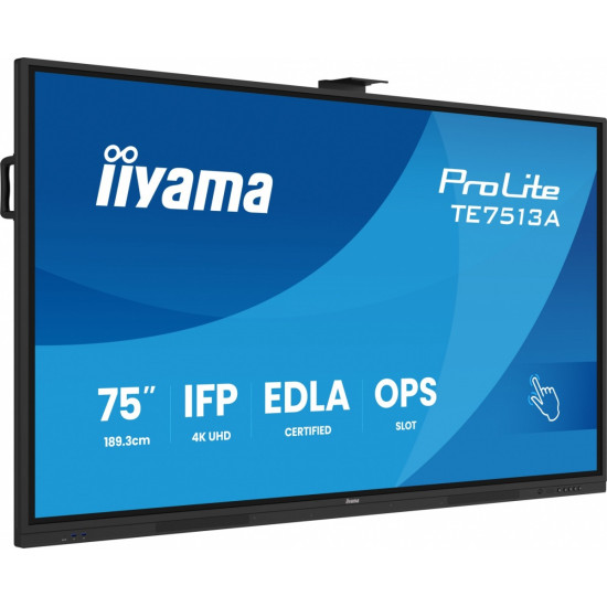 Monitor interaktywny 75 cali TE7513A-B2AG INFRARED,40pkt,IPS,4K,7H,500cd/m2, WiFi,USB, ANDROID 14, Google EDLA,2x20W, UCHWYT ŚCIENNY 