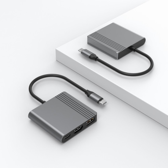 Adapter wieloportowy USB typu C 3 w 1 (port USB + HDMI +USB-C), gwiezdna szarość 