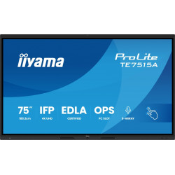 Monitor interaktywny 75 cali TE7515A-B2AG, VA,4K,40pkt,550cd,DeepContrast-IR+,    HDMI x2,DP,USB-C, 2 x 20W, OPS Slot x1, 5xUSB, 2xRJ45,8-Array,EDLA, 