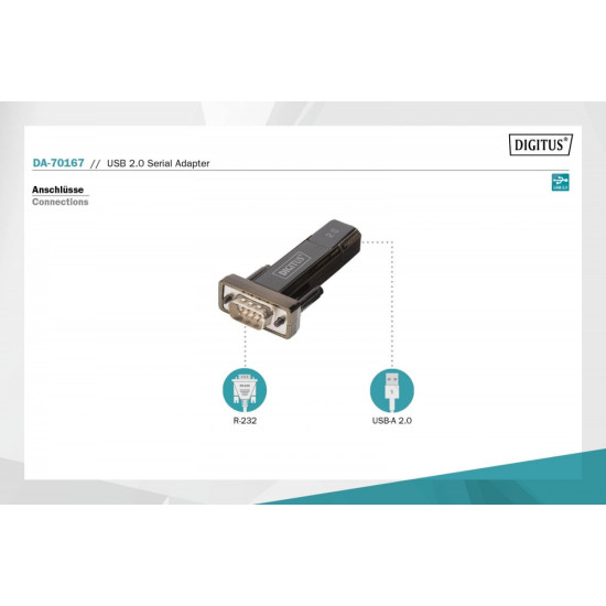 Konwerter/Adapter USB 2.0 do RS232 (DB9) z kablem USB A M/Ż długość 80cm