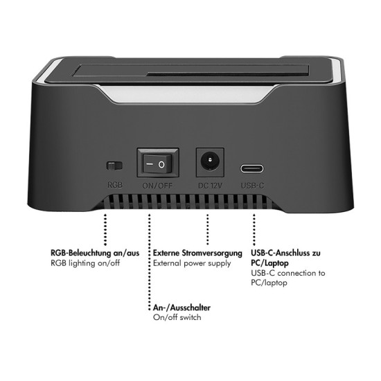 Stacja dokująca USB-C do HDD/SDD 2.5/3.5' 