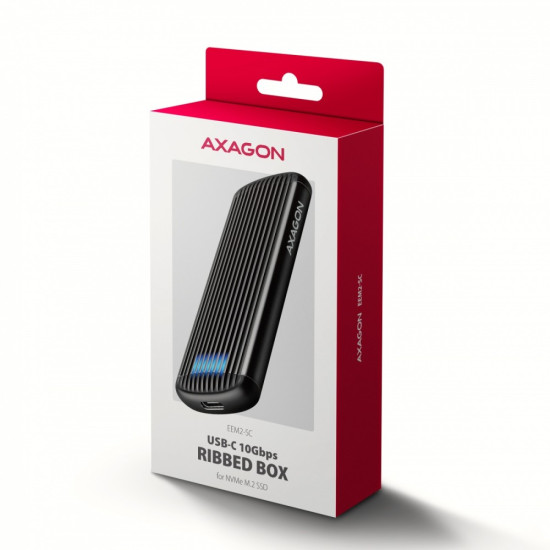 EEM2-SC Obudowa zewnętrzna aluminiowa bezśrubowa USB-C 3.2 Gen 2 10Gbps - M.2 NVMe SSD, długość 30 do 80 mm szary