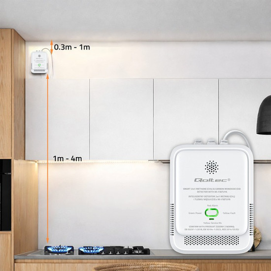 Czujnik wycieku gazu ziemnego i tlenku węgla (czadu) | Tuya | Wi-Fi | alarm 85dB | LED 