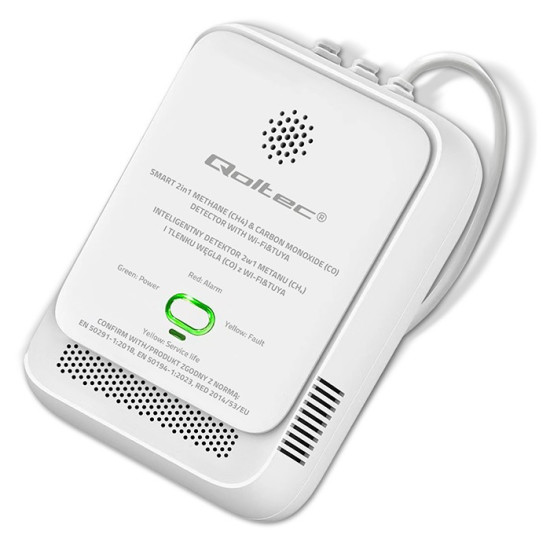 Czujnik wycieku gazu ziemnego i tlenku węgla (czadu) | Tuya | Wi-Fi | alarm 85dB | LED 