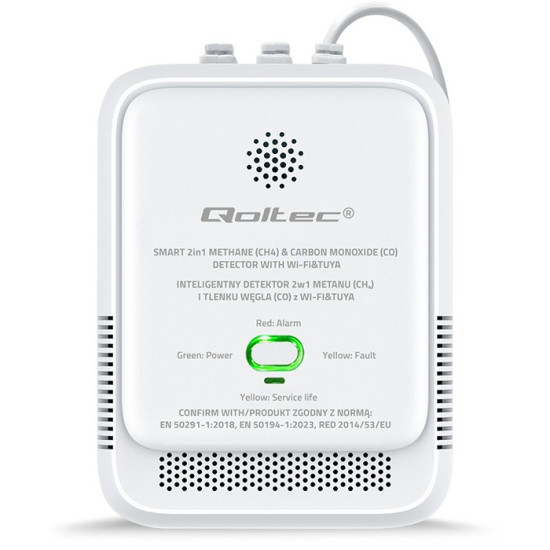 Czujnik wycieku gazu ziemnego i tlenku węgla (czadu) | Tuya | Wi-Fi | alarm 85dB | LED 