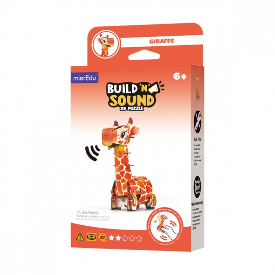 Puzzle 3D MierEdu Buduj i słuchaj - Żyrafa