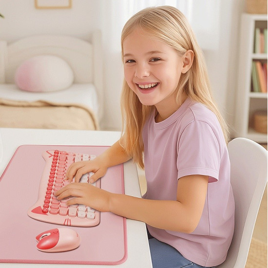 Podkładka na klawiaturę i mysz, XXL, różowa 