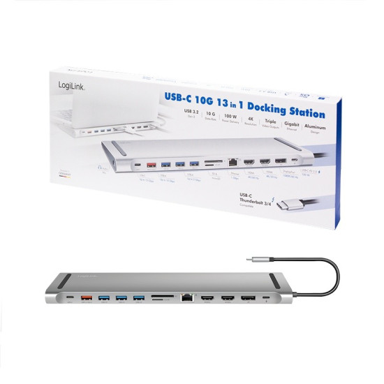 Stacja dokująca USB3.2 ,USB-C,12-portów, PD 