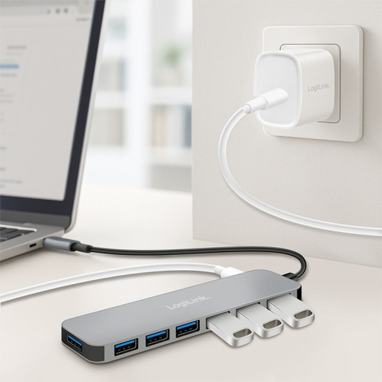Hub 7 portów USB3.2 USB-A, 5 Gbps, 20W PD 
