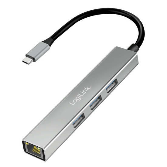HUB USB3.2 3xUSB-A, 1x RJ45 Gigabit Ethernet 