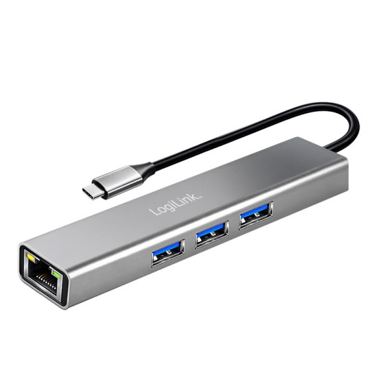 HUB USB3.2 3xUSB-A, 1x RJ45 Gigabit Ethernet 
