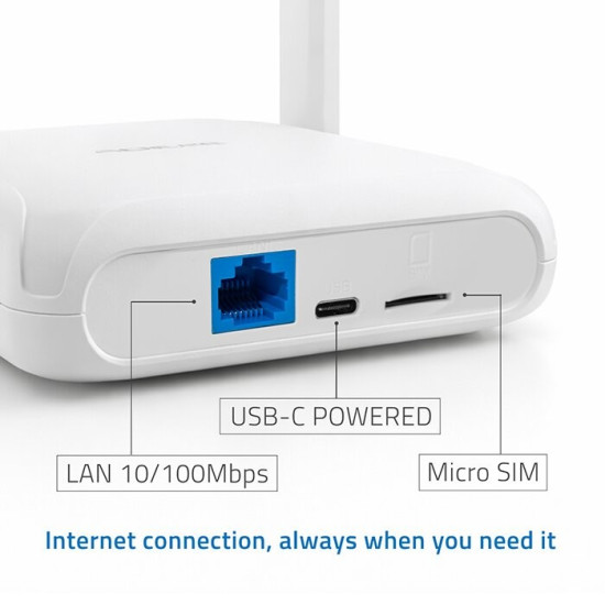 Router Home&Travel 4G LTE WiFi 6 | AX300 | 2.4GHz | Dual Antena |USB-C | Micro SIM 