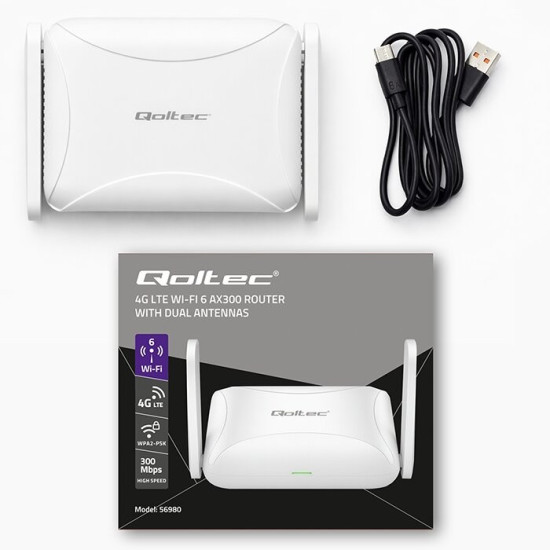 Router Home&Travel 4G LTE WiFi 6 | AX300 | 2.4GHz | Dual Antena |USB-C | Micro SIM 