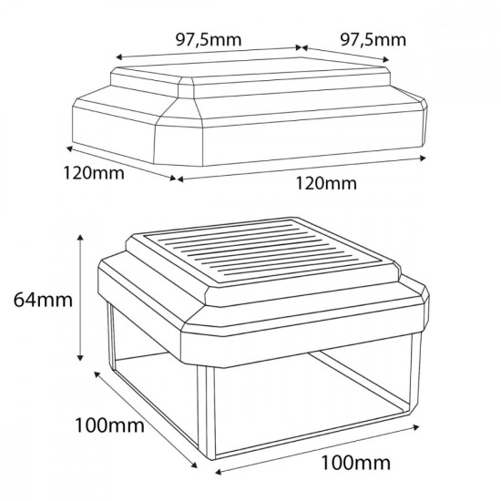 Lampa solarna LED na słupek GB128 WW 100x100 mm 3200K