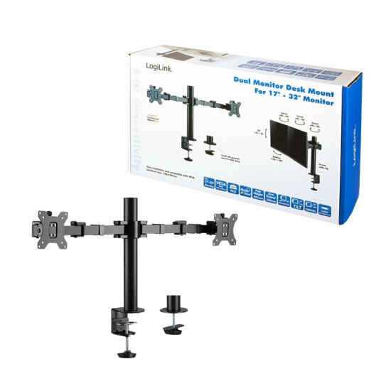 Uchwyt na 2 monitory,17 -32 cale, ramie 380mm,2x12kg 
