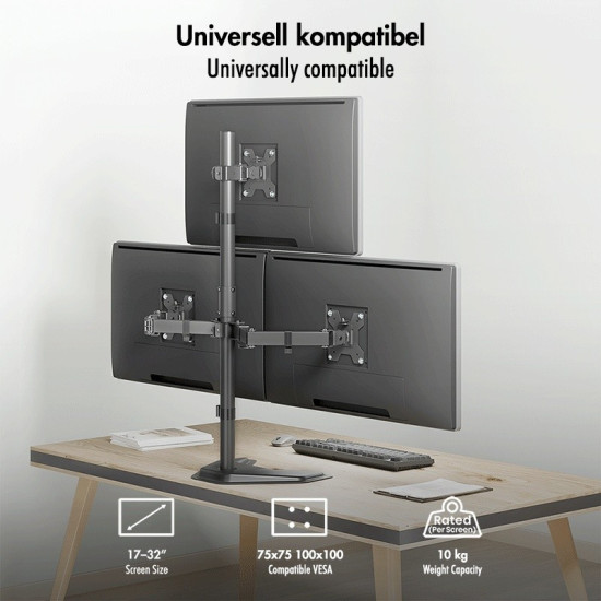 Uchwyt na 3 monitory, 17-32 cale, max 10kg na ramie 