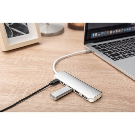 HUB/Koncentrator 4-portowy USB 3.0 SuperSpeed z Typ C Power Delivery, aluminium