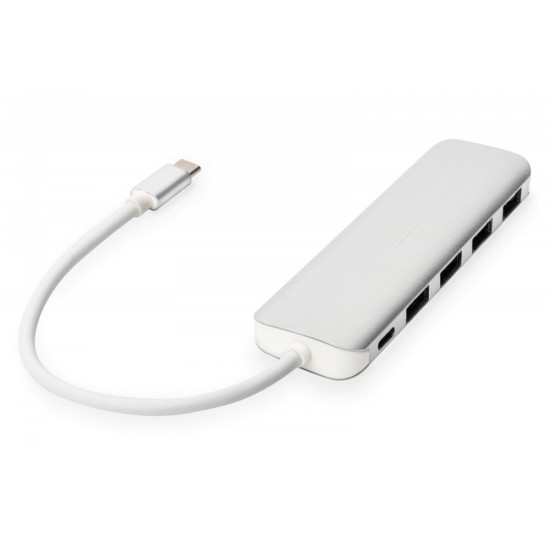 HUB/Koncentrator 4-portowy USB 3.0 SuperSpeed z Typ C Power Delivery, aluminium