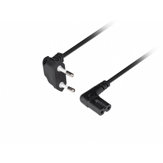 Kabel zasilający EURO (radiowy) CEE 7/16- IEC 320 C7 1.8m kątowy VDE czarny
