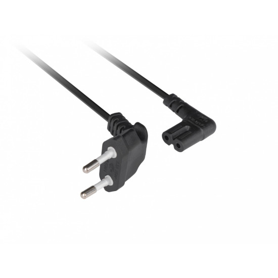 Kabel zasilający EURO (radiowy) CEE 7/16- IEC 320 C7 1.8m kątowy VDE czarny