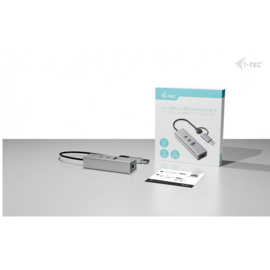 Hub metalowy USB-C/USB-A 3 2x USB-C/1x USB-A / 2.5GLAN 
