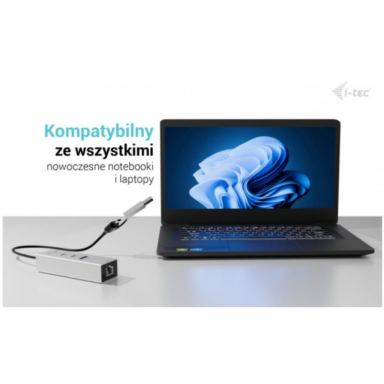 Hub metalowy USB-C/USB-A 3 2x USB-C/1x USB-A / 2.5GLAN 