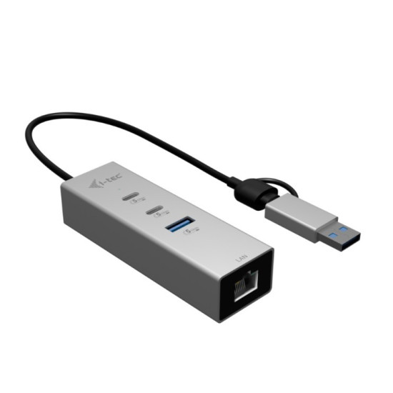 Hub metalowy USB-C/USB-A 3 2x USB-C/1x USB-A / 2.5GLAN 