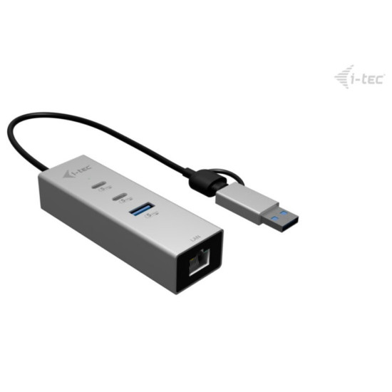 Hub metalowy USB-C/USB-A 3 2x USB-C/1x USB-A / 2.5GLAN 