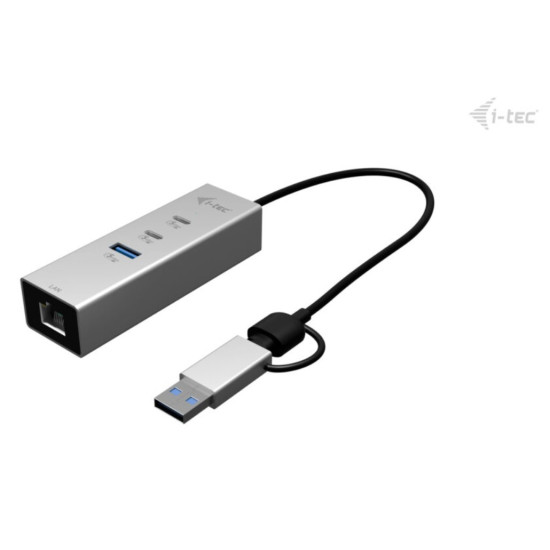 Hub metalowy USB-C/USB-A 3 2x USB-C/1x USB-A / 2.5GLAN 