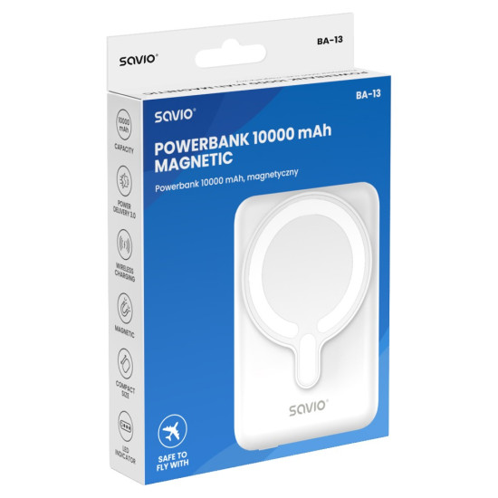 Powerbank 10000 mah magnetyczny biały BA-13