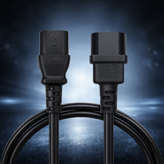 Kabel zasilający IEC C13 | C14 | 3x0.75mm2 | Czysta miedź Cu | 2m 