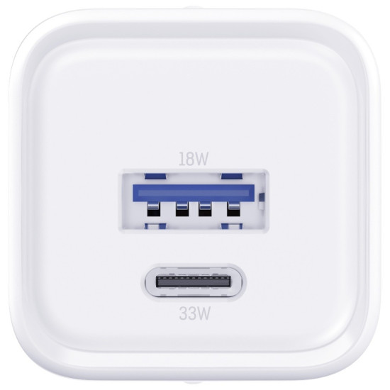 Ładowarka sieciowa Hyper Charger PD 33W GaN QC4+ PPS AFC FCP SCP USB-A USB-C biała 