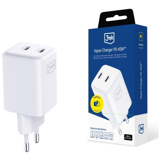 Ładowarka sieciowa Hyper Charger PD 45W GaN QC4+ PPS 2C biała 