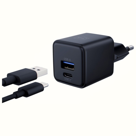 Ładowarka sieciowa Hyper GaN 20W 1xUSB-A 1xUSB-C PD QC4+ czarna 