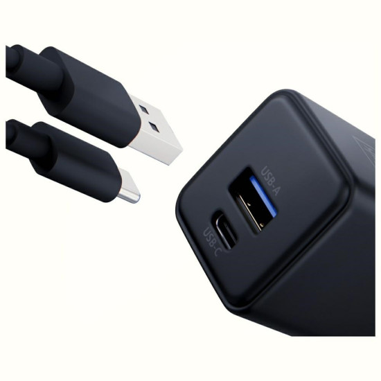 Ładowarka sieciowa Hyper GaN 20W 1xUSB-A 1xUSB-C PD QC4+ czarna 