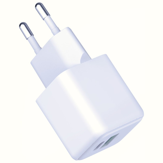 Ładowarka sieciowa Hyper GaN 20W 1xUSB-A 1xUSB-C PD QC4+ biała 