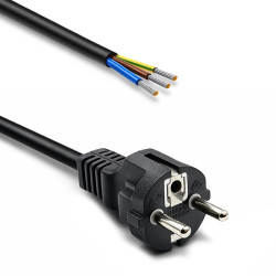 Kabel zasilający SCHUKO CEE 7/7 (E/F) | miedź Cu | odizolowany lutowany | 3x1.0mm2 | 1.8m 