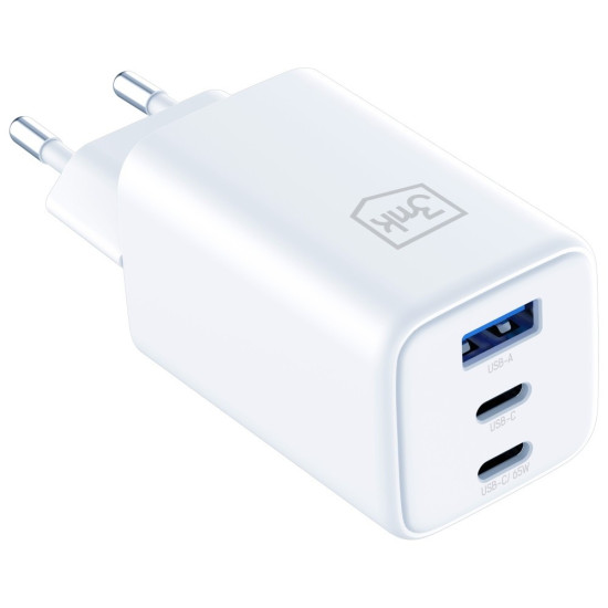 Ładowarka sieciowa Hyper GaN 65W 1xUSB-A 2xUSB-C PD QC4+ biała 