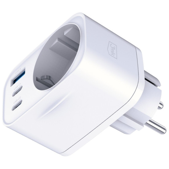 Adapter sieciowy Hyper Charger 30W 1xUSB-A 2xUSB-C 1x Schuko PD  QC 3.0 białt 