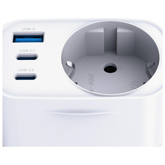 Adapter sieciowy Hyper Charger 30W 1xUSB-A 2xUSB-C 1x Schuko PD  QC 3.0 białt 