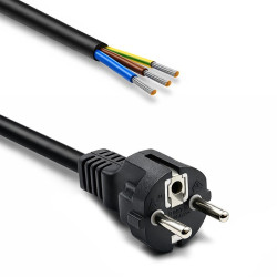 Kabel zasilający SCHUKO CEE 7/7 (E/F) | miedź Cu | odizolowany lutowany | 3x1.5mm2 | 1.8m 