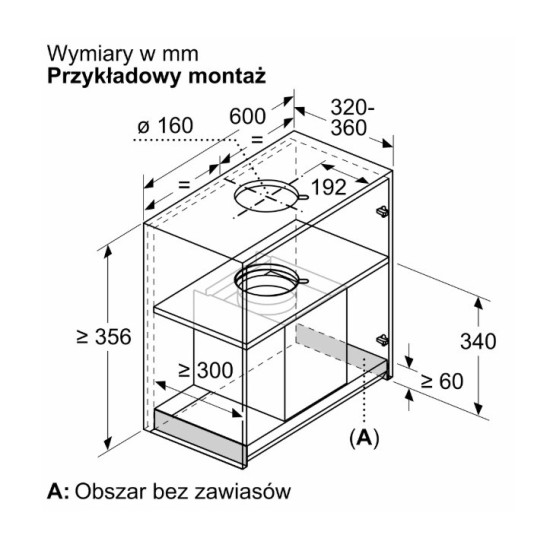 Okap zintegrowany DBB63BC60  Serie 2 czarny